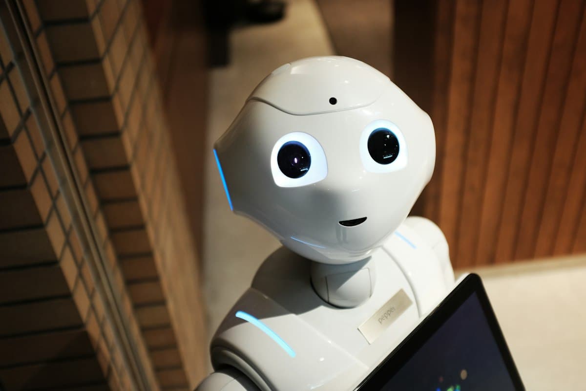 Humanoid robot in a research or industrial setting